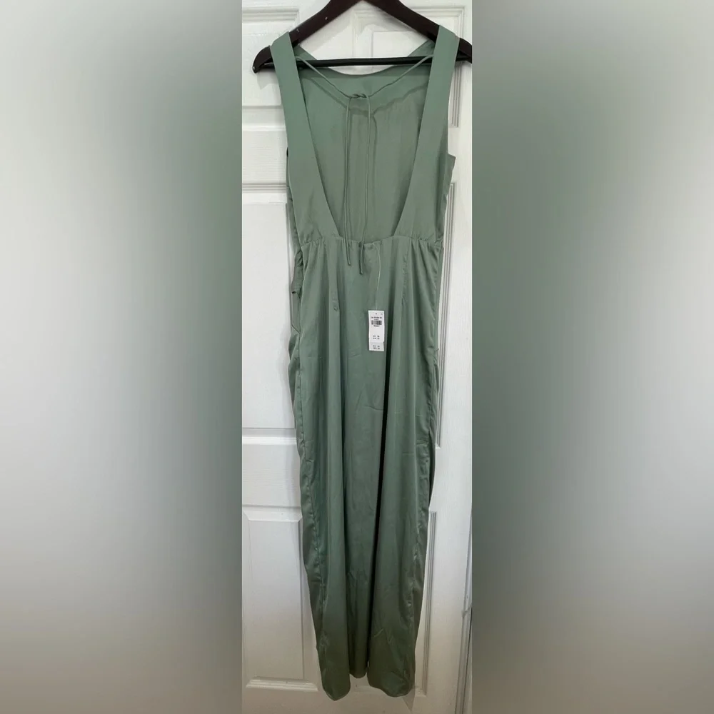 Abercrombie & Fitch Sage Green Satin Slip Dress Size M Tall